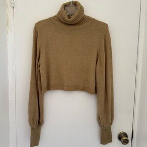 Princess Polly Cropped Turtleneck Sweater relaxed fit balloon long sleeve size 4